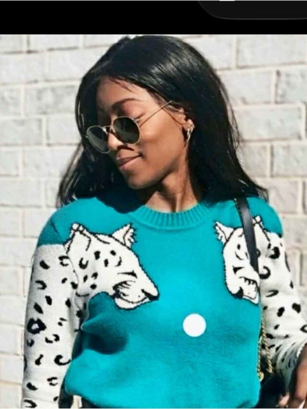 MINKPINK Snow Leopard Intarsia Sweater Small